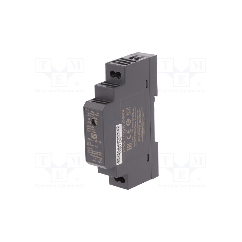 1 pcs x MEAN WELL - DDR-15G-24 - Converter: DC/DC, 15W, Uout: 24VDC, Iout: 0.63A, 17.5x90x54.5mm