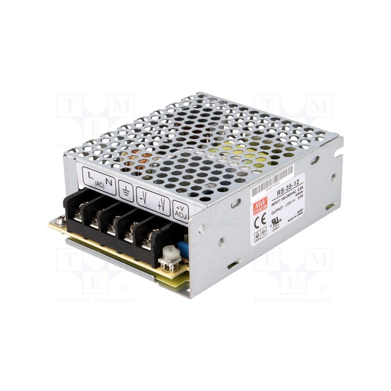 1 pcs x MEAN WELL - RS-35-12 - Power supply: switched-mode, for building in,modular, 35W, 12VDC