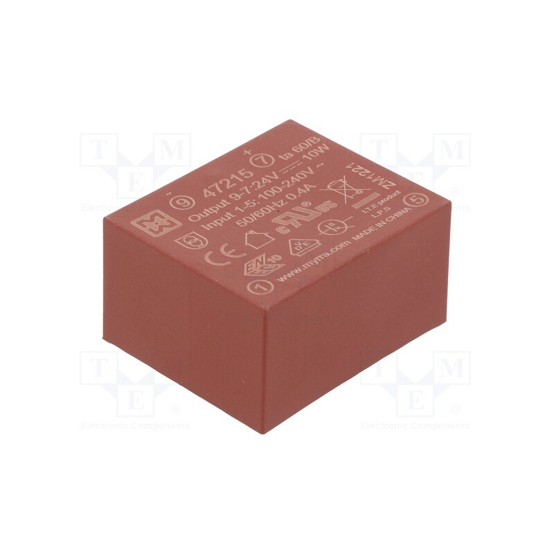 1 pcs x MYRRA - 47215 - Converter: AC/DC, 10W, 85÷265VAC, Usup: 120÷370VDC, Uout: 24VDC