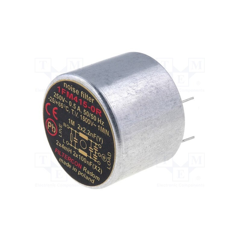1 pcs x FILTERCON - 1FM415-0R - Filter: anti-interference, 250VAC, Cx: 100nF, Cy: 2.2nF, 4mH, THT
