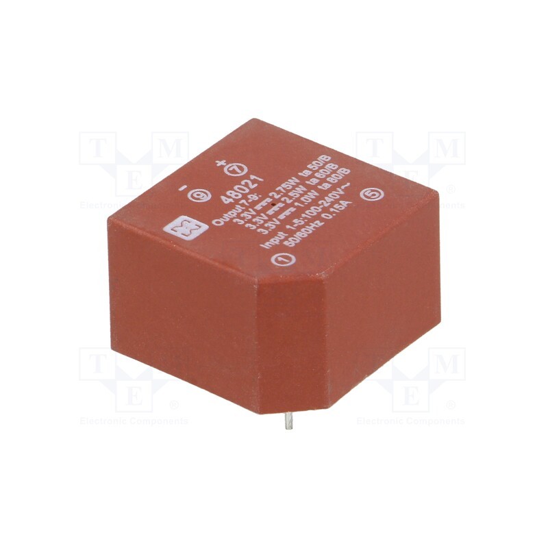 1 pcs x MYRRA - 48021 - Converter: AC/DC, 2.75W, 85÷265VAC, Usup: 120÷370VDC, Uout: 3.3VDC