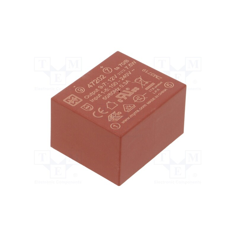 1 pcs x MYRRA - 47202 - Converter: AC/DC, 7.5W, 85÷265VAC, Usup: 120÷370VDC, Uout: 12VDC