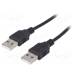 1 pcs x AKYGA - AK-USB-11 - Cable, USB 2.0, USB A plug,both sides, nickel plated, 1.8m, black