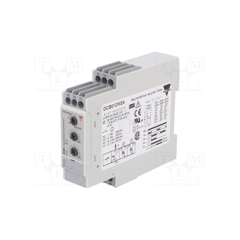 1 pcs x CARLO GAVAZZI - DCB01DM24 - Timer, 0,1s÷100h, SPDT x2, 250VAC/8A,24VDC/5A, Usup: 24÷240VAC