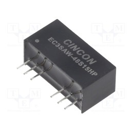 1 pcs x CINCON - EC3SAW-48S15HP - Converter: DC/DC, 3W, Uin: 18÷74V, Uout: 15VDC, Iout: 200mA, 100kHz