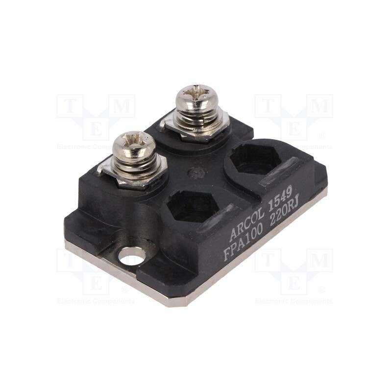 1 pcs x ARCOL - FPA100 220R J - Resistor: thick film, screw, 220Ω, 100W, ±5%, 38x25x9mm, -55÷155°C