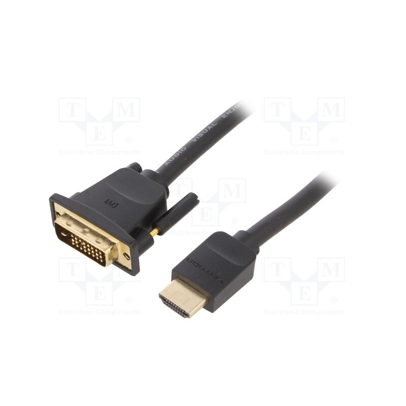 1 pcs x VENTION - ABFBI - Cable, DVI-D (18+1) plug,HDMI plug, 3m, black, 30AWG, Core: Cu