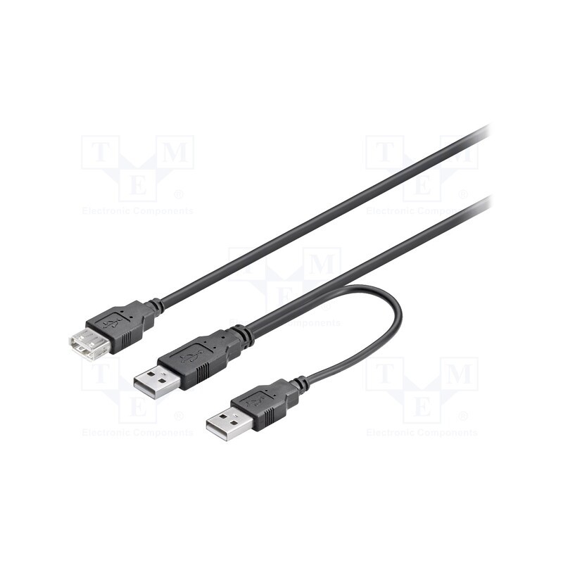 1 pcs x Goobay - 93353 - Cable, High Speed,USB 2.0, USB A socket,USB A plug x2, 0.3m