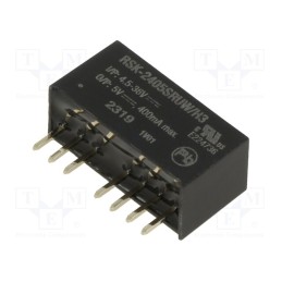 1 pcs x RECOM - RSK-2405SRUW/H3 - Converter: DC/DC, 2W, Uin: 4.5÷36V, Uout: 5VDC, Iout: 400mA, SIP8