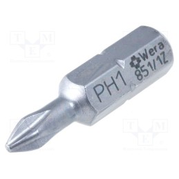 2 pcs x WERA - 5072070001 - Screwdriver bit, Phillips, PH1, Overall len: 25mm