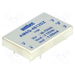 1 pcs x AIMTEC - AM6Q-4812DZ - Converter: DC/DC, 6W, Uin: 36÷75V, Uout: 12VDC, Uout2: -12VDC, AM6Q-Z