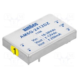 1 pcs x AIMTEC - AM6Q-2412DZ - Converter: DC/DC, 6W, Uin: 18÷36V, Uout: 12VDC, Uout2: -12VDC, AM6Q-Z