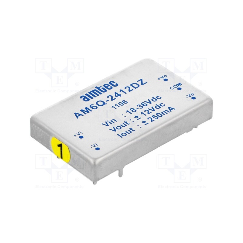 1 pcs x AIMTEC - AM6Q-2412DZ - Converter: DC/DC, 6W, Uin: 18÷36V, Uout: 12VDC, Uout2: -12VDC, AM6Q-Z