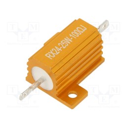 1 pcs x SR PASSIVES - AHP25W-100RJ - Resistor: wire-wound, with heatsink, 100Ω, 25W, ±5%, 50ppm/°C