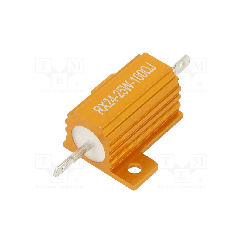 1 pcs x SR PASSIVES - AHP25W-100RJ - Resistor: wire-wound, with heatsink, 100Ω, 25W, ±5%, 50ppm/°C