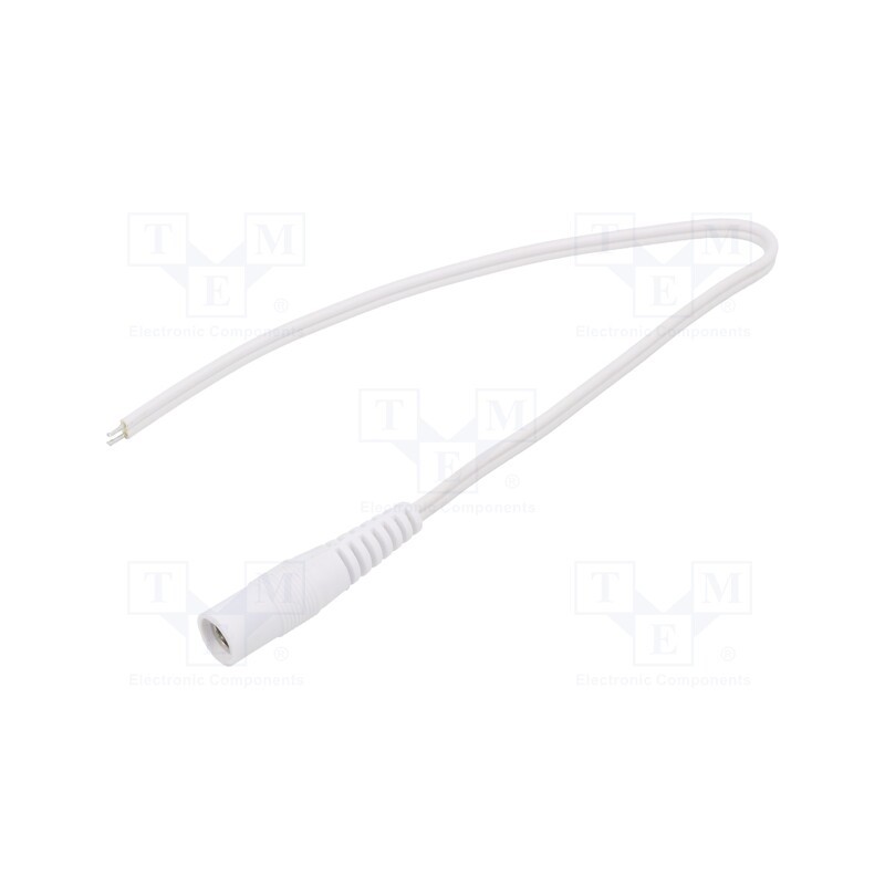1 pcs x WEST POL - S25-TT-T035-025WH - Cable, 2x0.35mm2, wires,DC 5,5/2,5 socket, straight, white, 0.25m