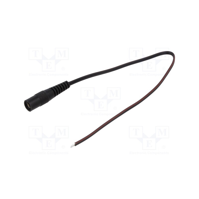 1 pcs x WEST POL - S25-TT-T035-025BK - Cable, 2x0.35mm2, wires,DC 5,5/2,5 socket, straight, black, 0.25m