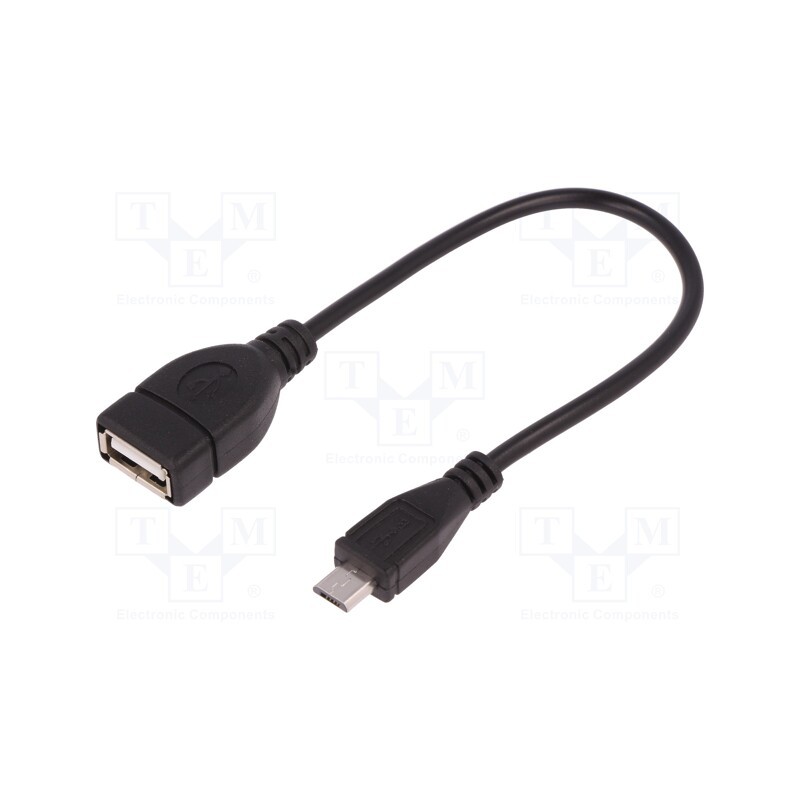 1 pcs x QOLTEC - 50404 - Cable, OTG,USB 2.0, USB A socket,USB B micro plug, 0.2m, black