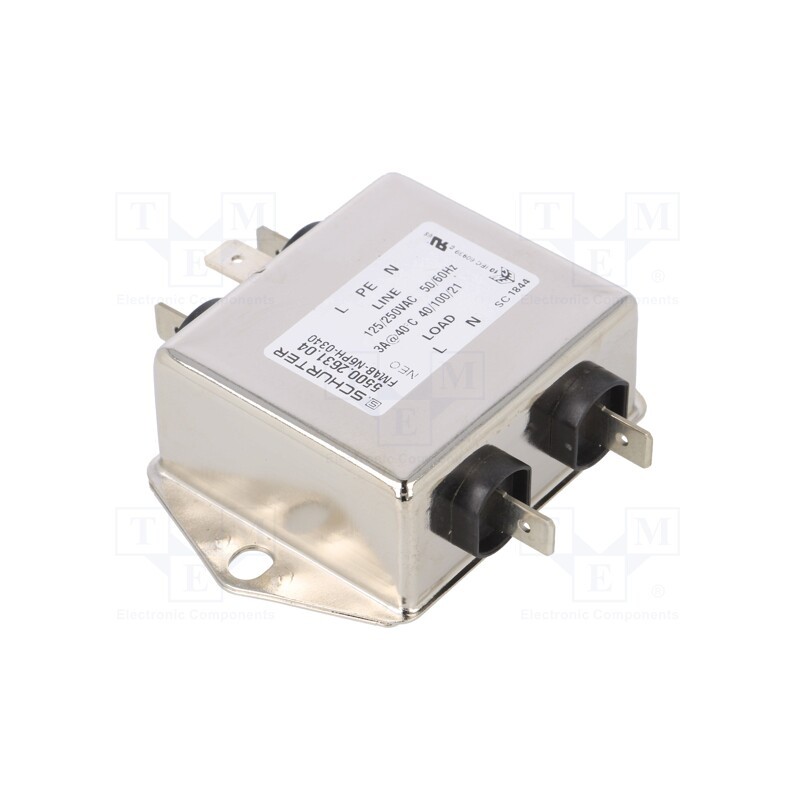 1 pcs x SCHURTER - 5500.2631.04 - Filter: anti-interference, 250VAC, Ioper.max: 3A, Ir: 0.005mA