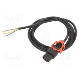 1 pcs x SCHAFFNER - IL13P-SE-H05-3100-200 - Cable, IEC C13 female,wires, 2m, with IEC LOCK+ locking, black
