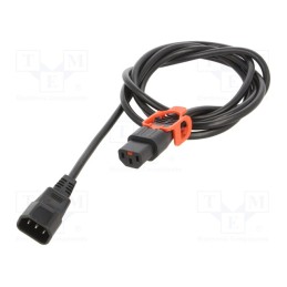 1 pcs x SCHAFFNER - IL13P-C14-H05-3100-200 - Cable, IEC C13 female,IEC C14 male, 2m, with IEC LOCK+ locking