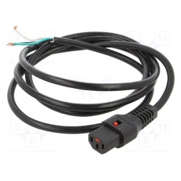 1 pcs x SCHAFFNER - IL13-SE-SVT-3130-200 - Cable, IEC C13 female,wires, 2m, with IEC LOCK locking, black
