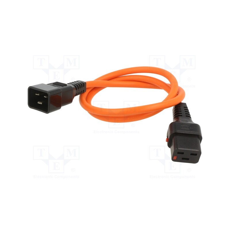 1 pcs x SCHAFFNER - IL19-C20-H05-3150-100-O - Cable, IEC C19 female,IEC C20 male, 1m, with IEC LOCK locking