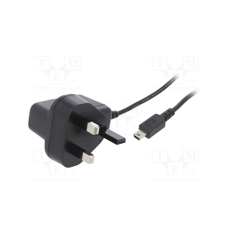 1 pcs x XP POWER - VEL05US050-UK-MB - Power supply: switched-mode, plug, 5VDC, 1A, 5W, Out: USB mini, 74%