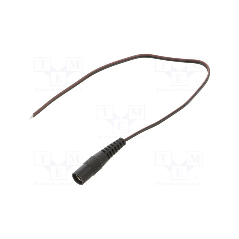 1 pcs x WEST POL - S21-TT-T035-025BK - Cable, 2x0.35mm2, wires,DC 5,5/2,1 socket, straight, black, 0.25m