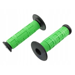 The steering wheel grips are black and green