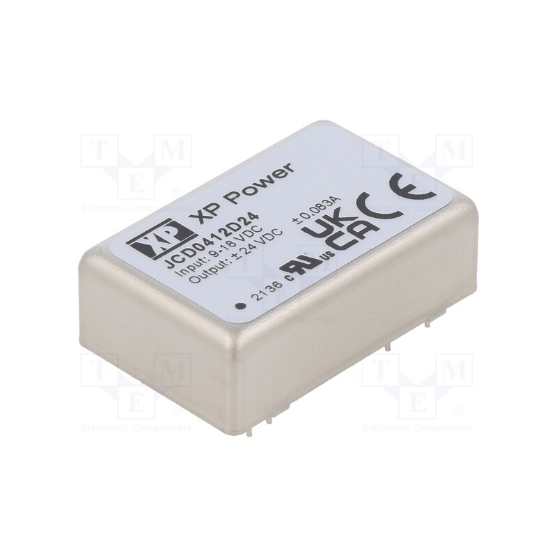 1 pcs x XP POWER - JCD0412D24 - Converter: DC/DC, 4W, Uin: 9÷18V, Uout: 24VDC, Uout2: -24VDC, 266kHz