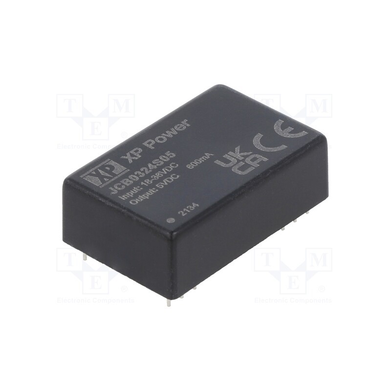 1 pcs x XP POWER - JCB0324S05 - Converter: DC/DC, 3W, Uin: 18÷36V, Uout: 5VDC, Iout: 600mA, 400kHz