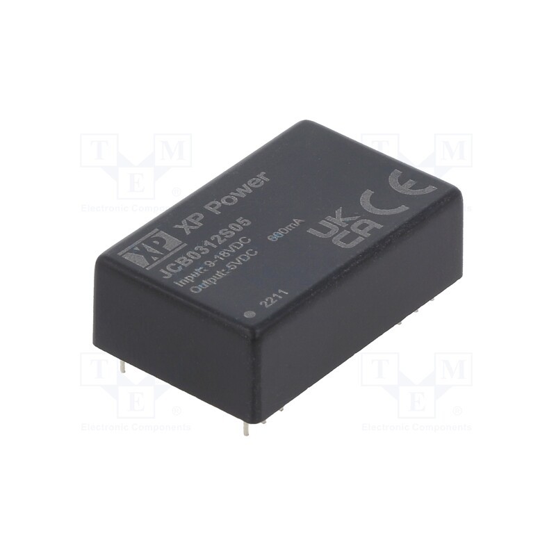 1 pcs x XP POWER - JCB0312S05 - Converter: DC/DC, 3W, Uin: 9÷18V, Uout: 5VDC, Iout: 600mA, 400kHz