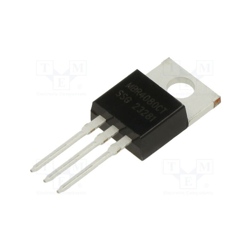 1 pcs x SMC DIODE SOLUTIONS - MBR4080CT - Diode: Schottky rectifying, THT, 80V, 40A, TO220AB, , Ir: 1mA
