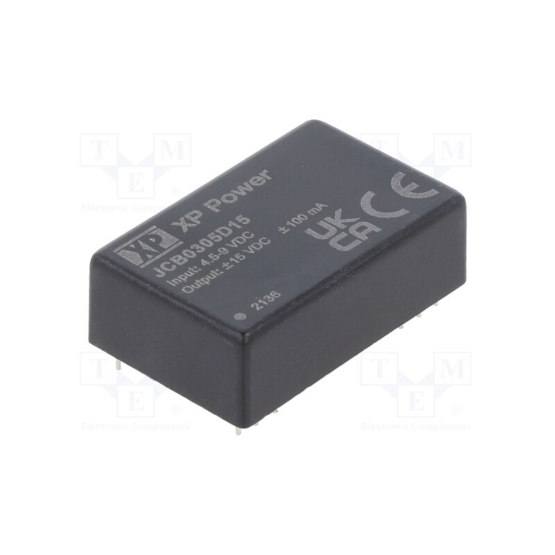 1 pcs x XP POWER - JCB0305D15 - Converter: DC/DC, 3W, Uin: 4.5÷9V, Uout: 15VDC, Uout2: -15VDC, 400kHz