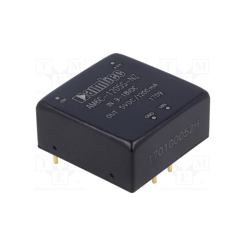 1 pcs x AIMTEC - AM6C-1205S-NZ - Converter: DC/DC, 6W, Uin: 9÷18V, Uout: 5VDC, Iout: 1.2A, 1'x1'