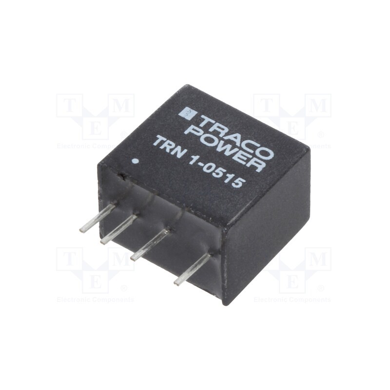 1 pcs x TRACO POWER - TRN 1-0515 - Converter: DC/DC, 1W, Uin: 4.5÷13.2V, Uout: 24VDC, Iout: 45mA, SIP