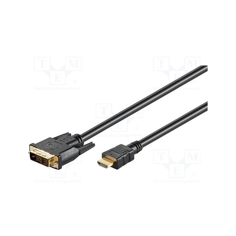 1 pcs x Goobay - 51580 - Cable, HDMI 1.4, DVI-D (18+1) plug,HDMI plug, 2m, black