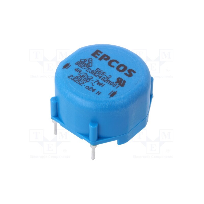 1 pcs x EPCOS - B82723A2402N001 - Inductor: common mode, THT, 2.7mH, 4A, 60mΩ, ±30%, 27x28x16.8mm