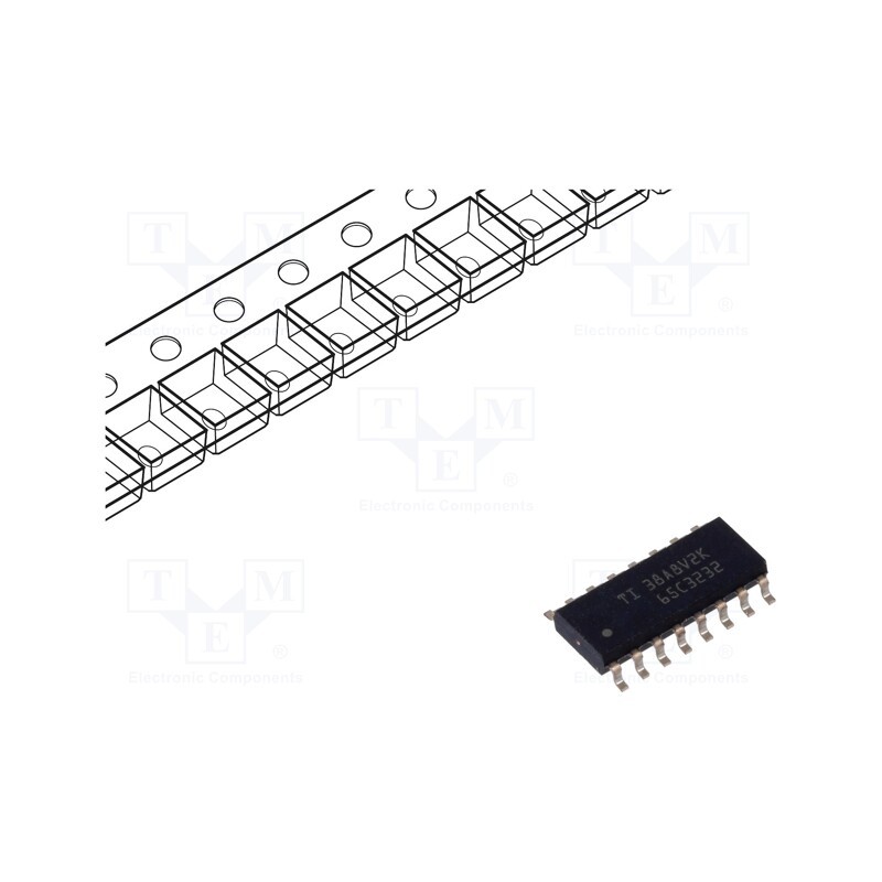 1 pcs x TEXAS INSTRUMENTS - SN65C3232DR - IC: interface, receiver,line driver, RS232, 1000kbps, SOIC16