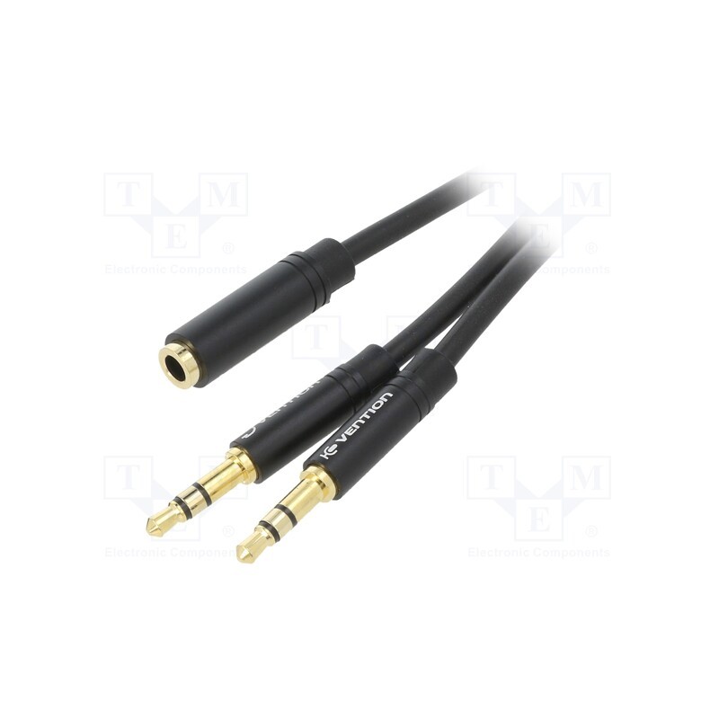 1 pcs x VENTION - BBOBY - Cable, Jack 3.5mm 3pin plug x2,Jack 3.5mm 4pin socket, 0.3m