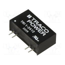 1 pcs x TRACO POWER - TRI 1-2412 - Converter: DC/DC, 1W, Uin: 21.6÷26.4V, Uout: 12VDC, Iout: 84mA, SIP8
