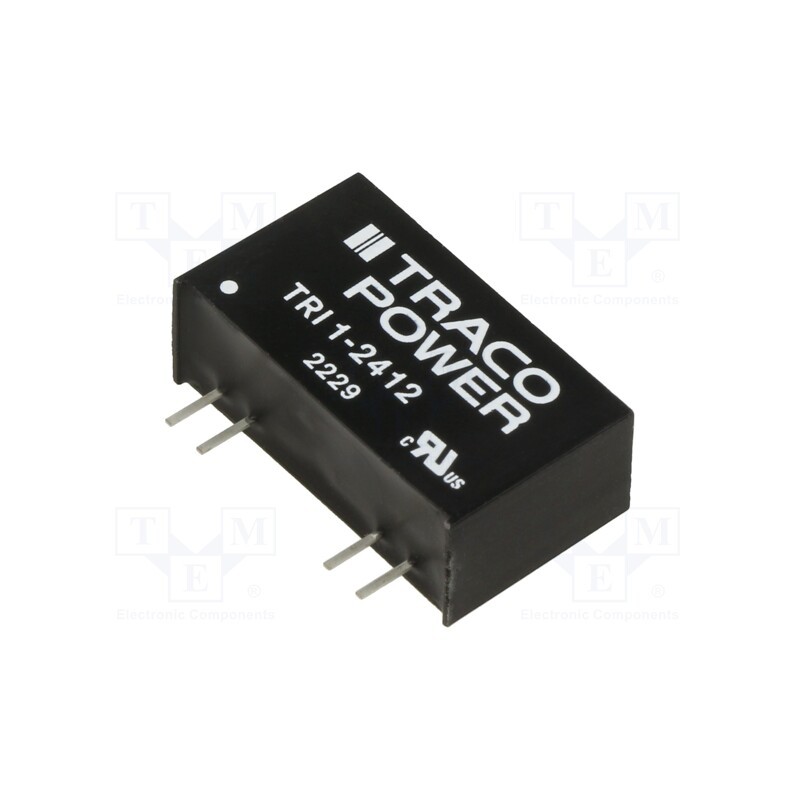 1 pcs x TRACO POWER - TRI 1-2412 - Converter: DC/DC, 1W, Uin: 21.6÷26.4V, Uout: 12VDC, Iout: 84mA, SIP8