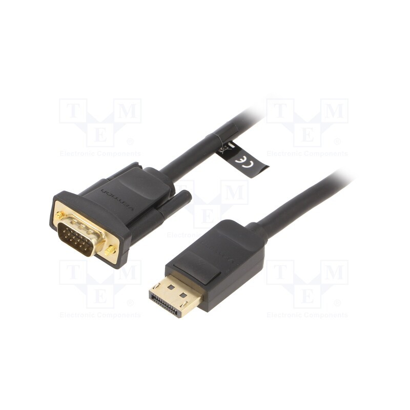 1 pcs x VENTION - HBLBG - Cable, D-Sub 15pin HD plug,DisplayPort plug, 1.5m, black, 30AWG