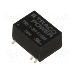 1 pcs x TRACO POWER - TRI 1-2411SM - Converter: DC/DC, 1W, Uin: 21.6÷26.4V, Uout: 5VDC, Iout: 200mA, SMD14