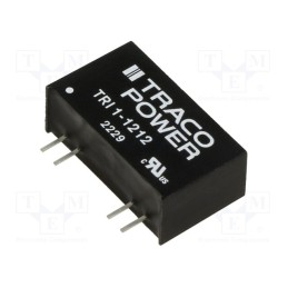 1 pcs x TRACO POWER - TRI 1-1212 - Converter: DC/DC, 1W, Uin: 10.8÷13.2V, Uout: 12VDC, Iout: 84mA, SIP8