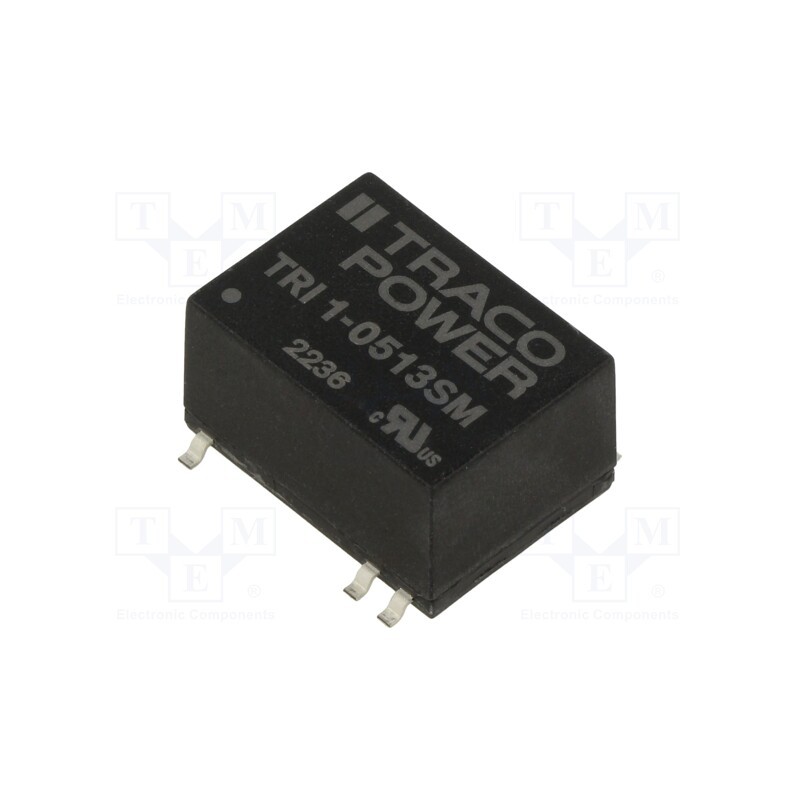 1 pcs x TRACO POWER - TRI 1-0513SM - Converter: DC/DC, 1W, Uin: 4.5÷5.5V, Uout: 15VDC, Iout: 68mA, SMD14