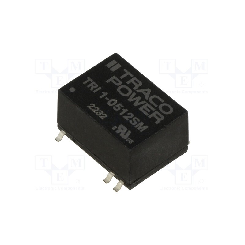 1 pcs x TRACO POWER - TRI 1-0512SM - Converter: DC/DC, 1W, Uin: 4.5÷5.5V, Uout: 12VDC, Iout: 84mA, SMD14