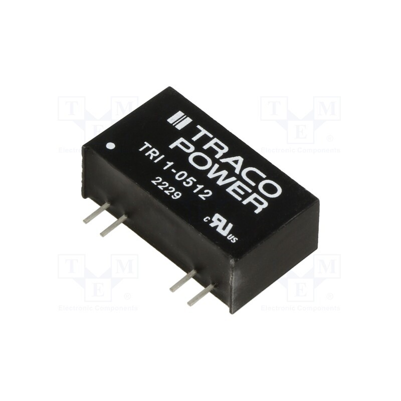 1 pcs x TRACO POWER - TRI 1-0512 - Converter: DC/DC, 1W, Uin: 4.5÷5.5V, Uout: 12VDC, Iout: 84mA, SIP8