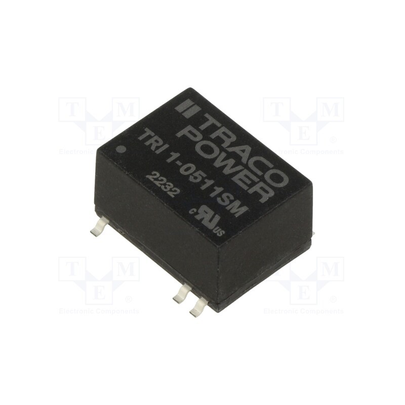 1 pcs x TRACO POWER - TRI 1-0511SM - Converter: DC/DC, 1W, Uin: 4.5÷5.5V, Uout: 5VDC, Iout: 200mA, SMD14